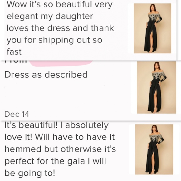 Off Shoulder Embroidered High Slit Maxi Dress Black Gold Long Sleeve - Picture 14 of 16